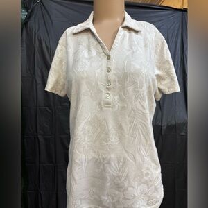 Caribbean Joe White Button Down Polo Shirt